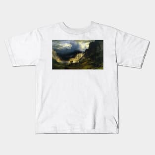 A Storm in the Rocky Mountains, Mt. Rosalie by Albert Bierstadt Kids T-Shirt